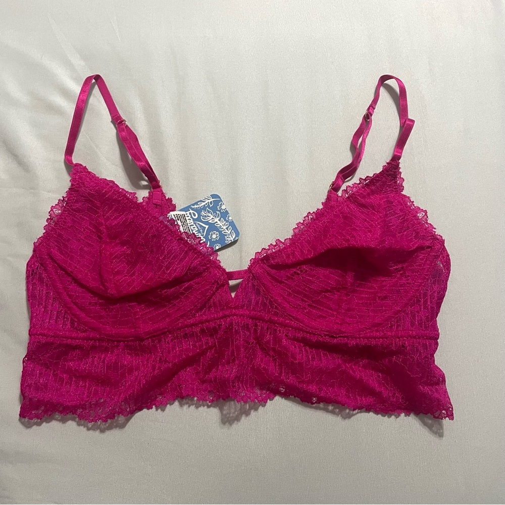 Free People lace Bralette in Vibrant Pink